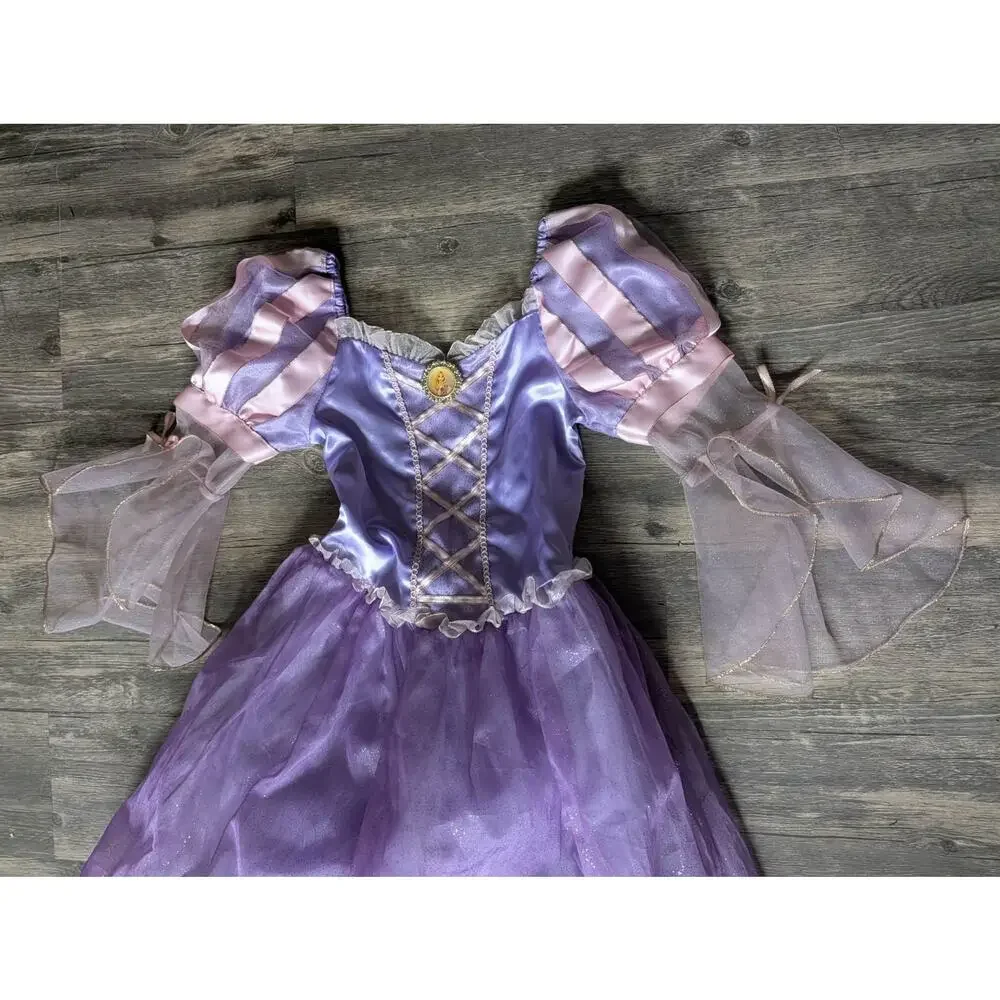 Disney Rapunzel Princess Dress Halloween Costume Cosplay Pretend Play Size 5-6 - Picture 2 of 11